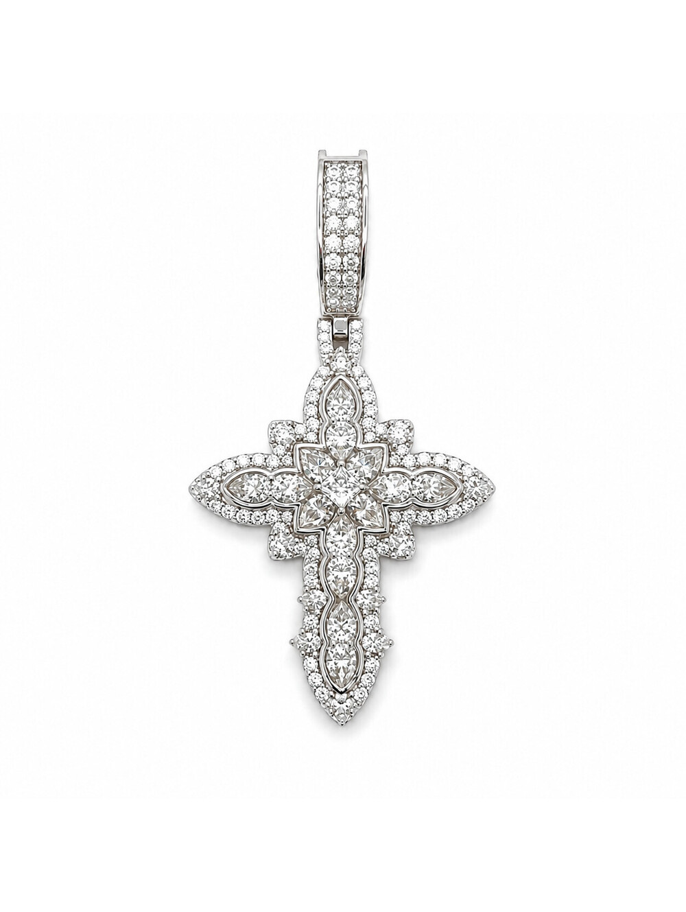 8Ct Moissanite Cross Pendant 925 Silver Religious Charm